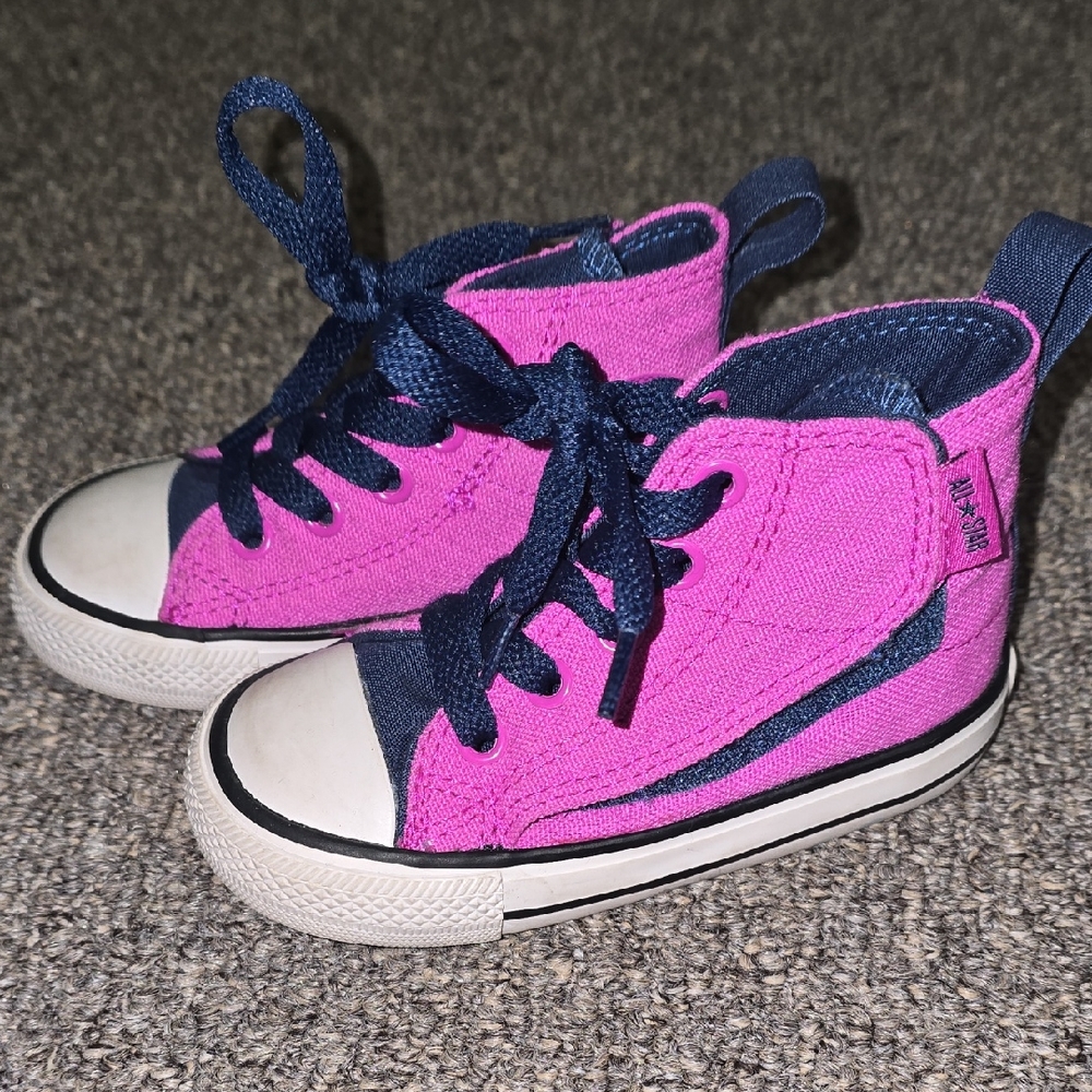 Converse Pink and Blue High-Top Sneakers